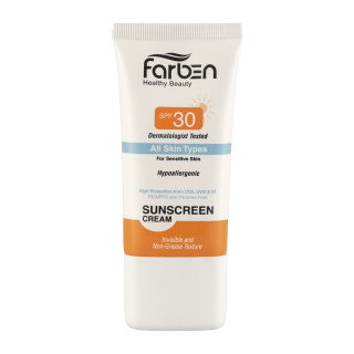 کرم ضد آفتاب فاربن با SPF30 مناسب انواع پوست حجم 50 میلی لیتر