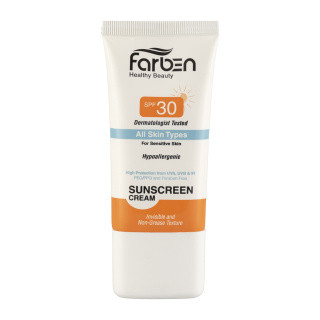 کرم ضد آفتاب فاربن با SPF30 مناسب انواع پوست حجم 50 میلی لیتر